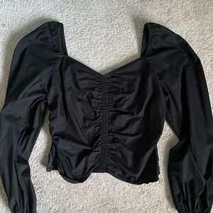 GAP Black Ruched Blouse